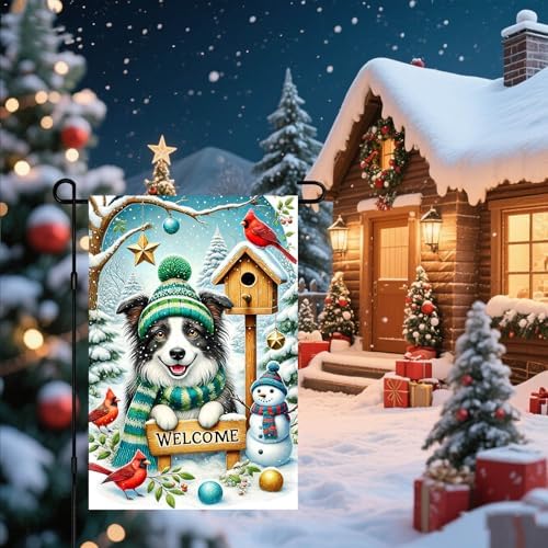 BlissYard Garden Flag Shepherd Snowy Scene Winter 12x18 Inch Polyester