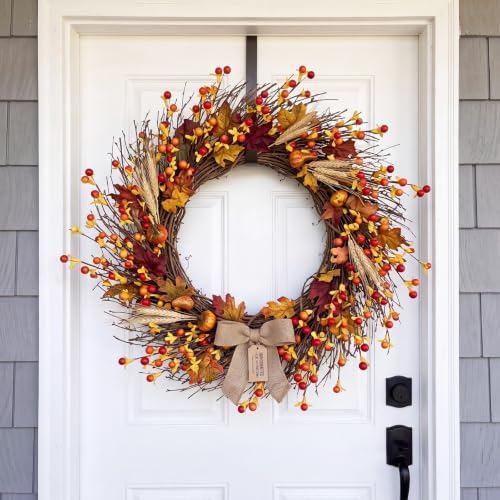 3 Pcs Artificial Fall Bittersweet Sprays 13.8 Inch Faux Berry Stems with 7 Branches Autumn Farmhouse Home Decor for Vase, Table Centerpieces, Thanksgiving, Indoor Arrangements