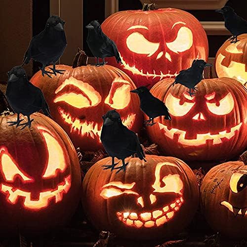 Dazzle Bright Halloween Black Feathered Crows Decor, Holiday Decoration for Indoor Outdoor Home Yard Garden Party Carnival Supplie (12 Pack)