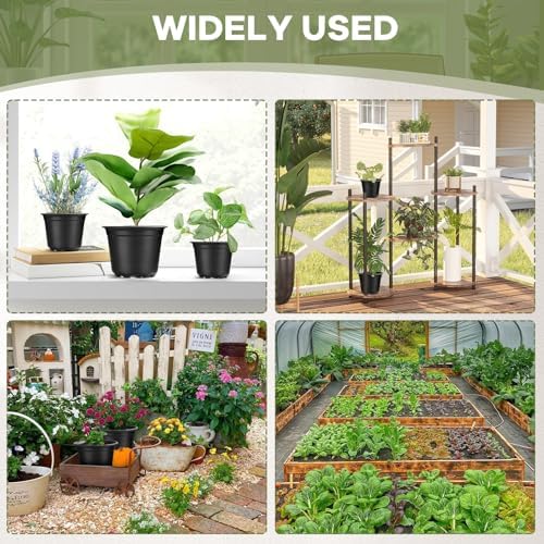 3 4 5 6 Inch Nursery Pots, Plastic Plant Pot with Drainage Hole, Seedling Starter Pots for Succulents (3 Inch-50 Packs)