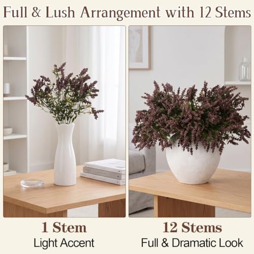 Zeyune 12 Pcs Fall Faux Rose Purple Berry Stem, 14 Inch Sedum Berry Pick