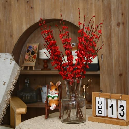 10Pcs 17.5" Red Artificial Jasmine Flowers Stem for Vase DIY Wreath Decor
