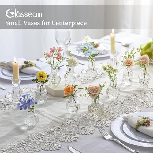 Glasseam Mini Bud Vases for Centerpieces: 20Pcs Clear Glass Vases in Bulk