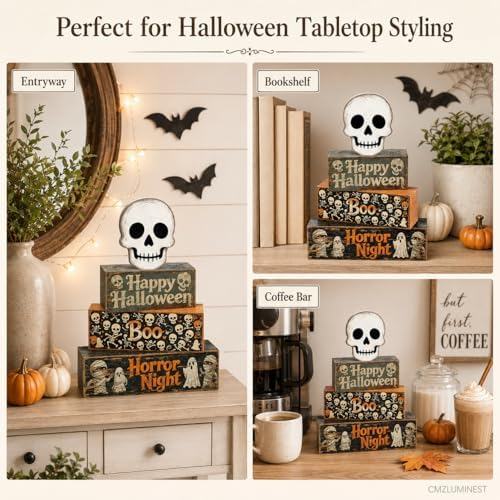 Halloween Skull Table Decor Indoor, Halloween Decorations for Home Kitchen