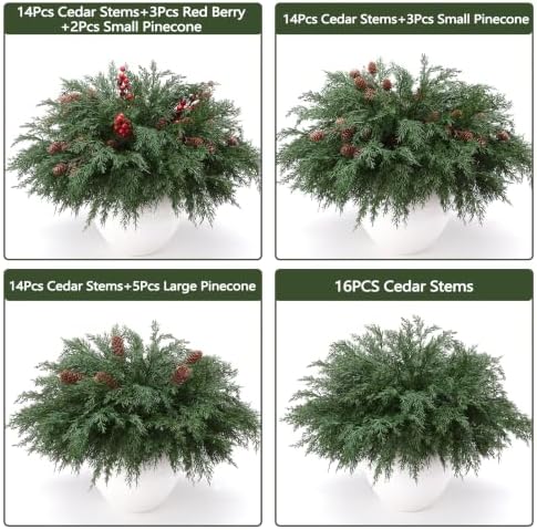 Faux Cedar Stems Artificial Norfolk Pine Branches for Christmas Decor