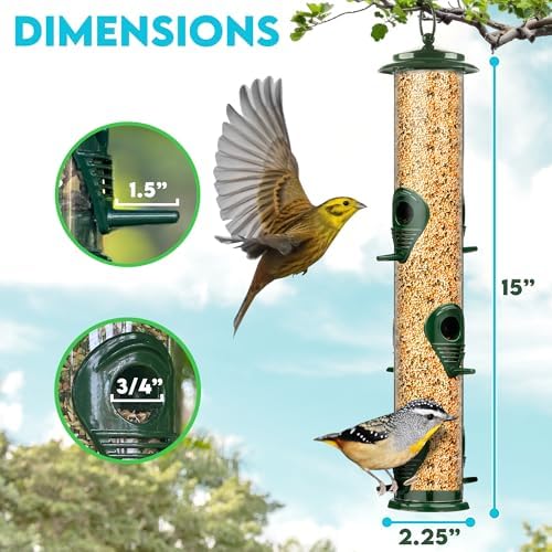 Gray Bunny Squirrel Proof Bird Feeders for Outdoors 6 Port Metal Tube