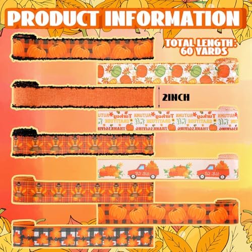 9 Rolls 45 Yards Fall Wired Ribbon for Wreaths Bows Crafts