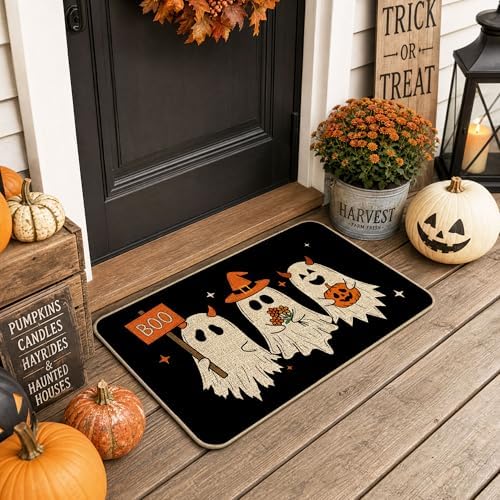 Hexagram Halloween Door Mat Pumpkin Ghost Boo Doormat Front Home Decor