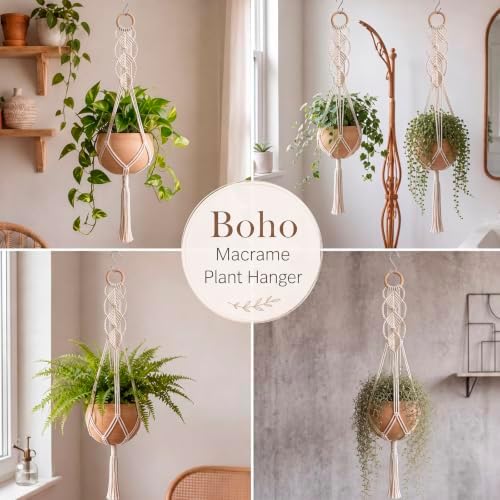 Shappy 1 Pack Boho Macrame Plant Hanger for Indoor
