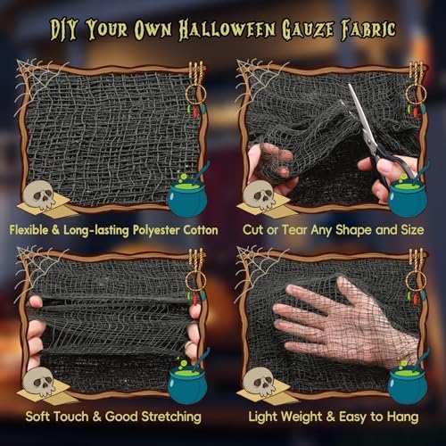 Legigo 16 Pack Halloween Creepy Cloths, Black Fabric Yard Decorations