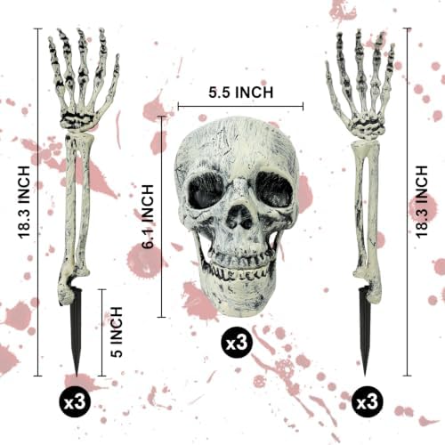 3 Pack Halloween Decor Outdoor Skeleton Stakes for Yard,Lawn,Graveyard