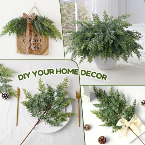 24 Pcs Artificial Lifelike Touch Christmas Cedar Branches for Vase Decor