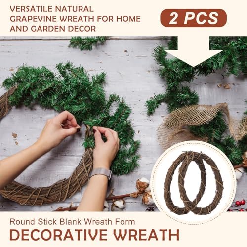 18 Inch Large Grapevine Wreath Base, 2 Pack
