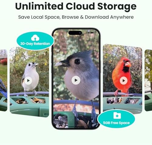 Birdfy 2 Pro Solar Bird Feeder Camera, Dual-Lens 2K+1080P, 7-Day AI Trial