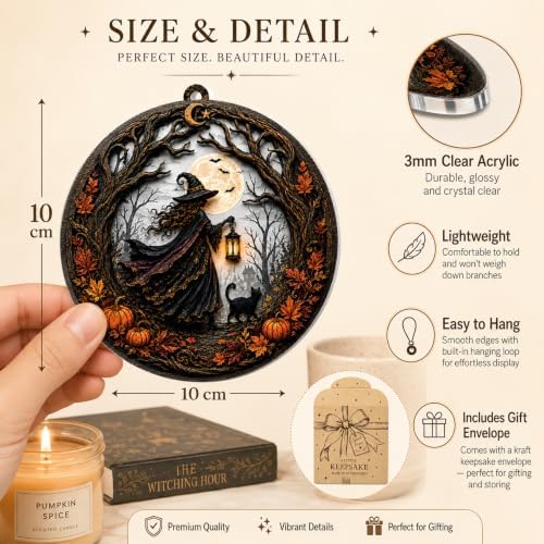 Witch Acrylic Suncatcher Window Hanging Mystical Witchy Sun Catchers Halloween Ornaments Wall Art Door Garden Room Home Decor Birthday for Teens Women