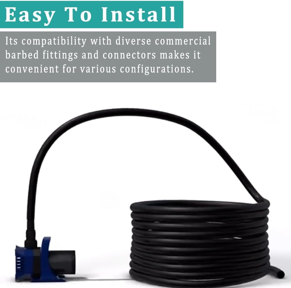 Black Vinyl Tubing 5/8” id - 50 Ft PVC Flexible Plastic Irrigation Hose | Hybrid Hose Transfer Water Air Oil for Pond