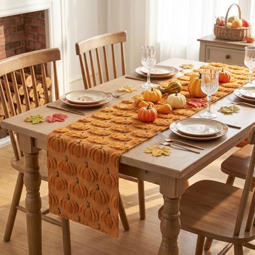 Artoid Mode Caramel Soft Faux Fur Fall Table Runner 13x72 Inch