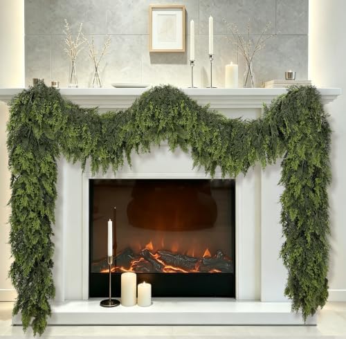 Thewe 15Ft Christmas Cedar Garland with Lights