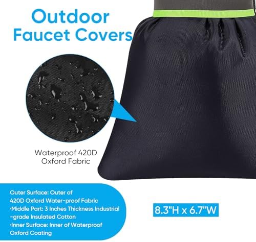 Outdoor Faucet Covers for Winter,20 Pack Pro 8.3" H x 6.7" W Outdoor Hose Bib Covers for Winter Freeze Protection Outside Spigot Cover insulated Reusable Waterproof backflow Cover,Black