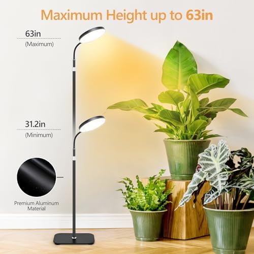 Grow Light Indoor Plants, 20W Full Spectrum Lamp, Height Adjustable Stand