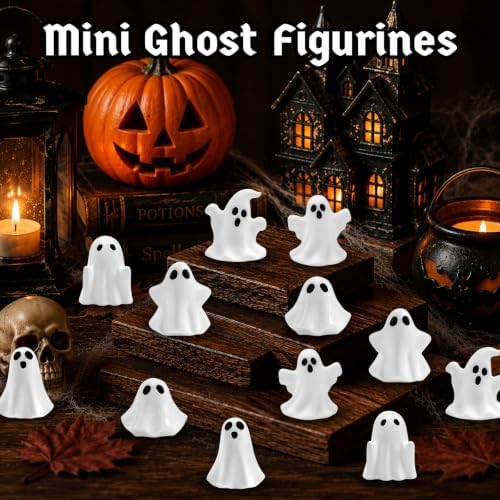 48 Pcs Halloween Mini Resin Ghost Figures White Miniature Figurines