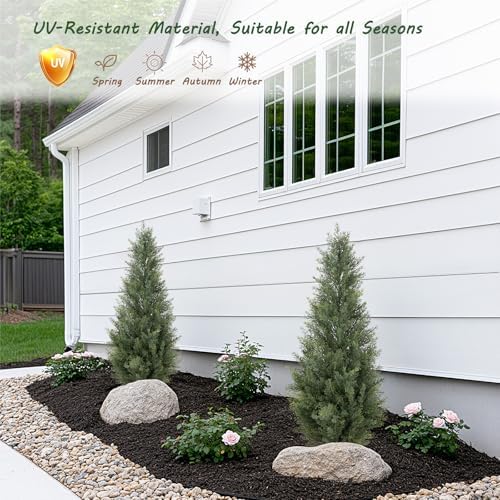 Bellacat 3ft Artificial Topiary Trees Outdoor UV Resistant, 35in Fake Cypress Tree with Full & Realistic Leaves, Faux Cedar Tree for Proch Patio Front Door Deck Balcony Yard Decor, 2 Pack