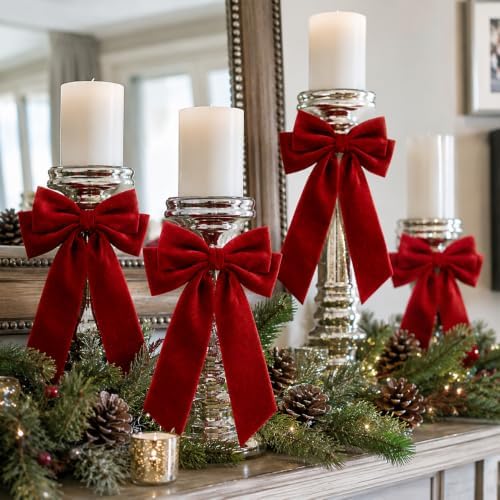 Velvet Bows for Christmas Tree, Christmas Bows for Garland Wreath Decor