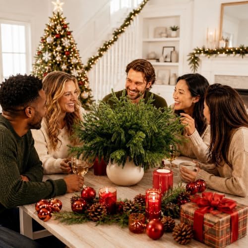 12 Bundles Artificial Norfolk Pine Stems, Real Touch Christmas Greenery