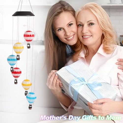 Solar Wind Chimes for Outside, Color Changing Hot Air Balloon Solar Lights