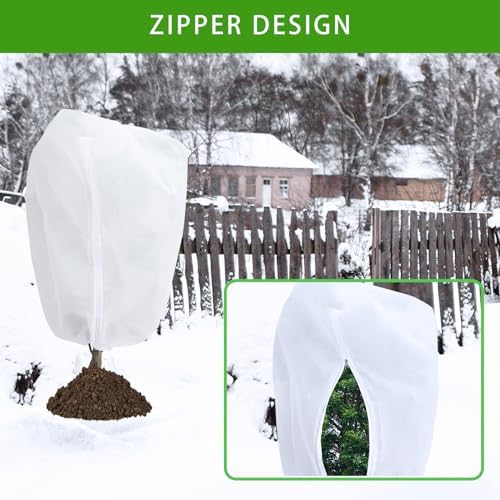 Garutom 2-Pack Plant Covers Freeze Protection 78" x 89" 2.2 oz, Frost Cloth Plants Jacket Drawstring Tree Cover for Outdoor Plants, Shrub Potted Plants Winter