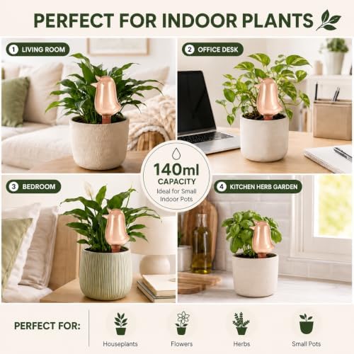 4 Pack Self Watering Spikes for Indoor Plants, Plant Watering Devices with Bird Shape, Automatic Irrigation Spikes for Potted Plants, Vacation Plant Waterer System (Red)