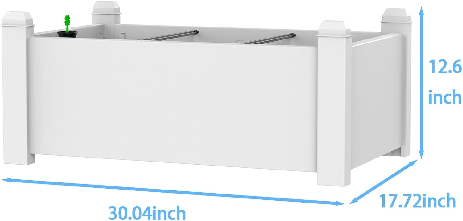 Vixzen Outdoor Resin Raised Planter Box, Rot-Resistant Non-Cracking, Divisible with Drainage Plug for Vegetables