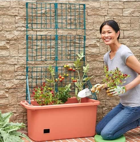 The Lakeside Collection Vegetable Planter with Wheels and Trellis - 58 Inch Self Watering
