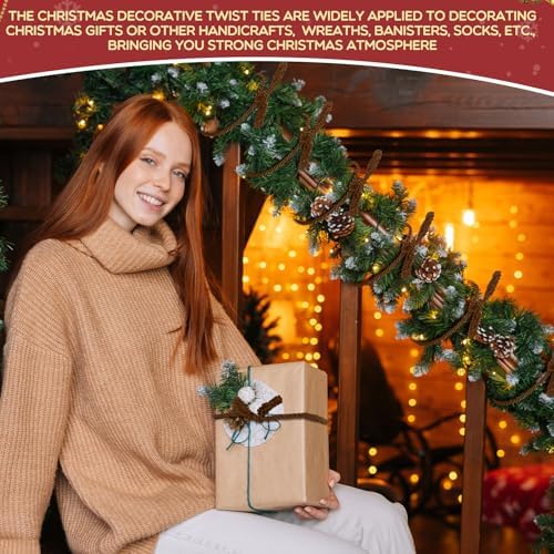 Zhengmy 8 Pcs Garland Ties 20 Inch for Banister,Brown