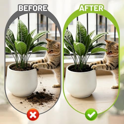 6 Pcs 11.8 Inch Plant Pot Protectors Grids, Cuttable Round Plant Cover Protector Indoor Plants from Animals, Pot Soil Guard for Garden Flower Potted Plants