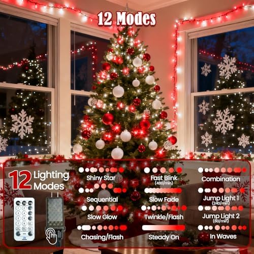 Voice Control 88Ft 240LED Christmas String Lights with Remote, Red White