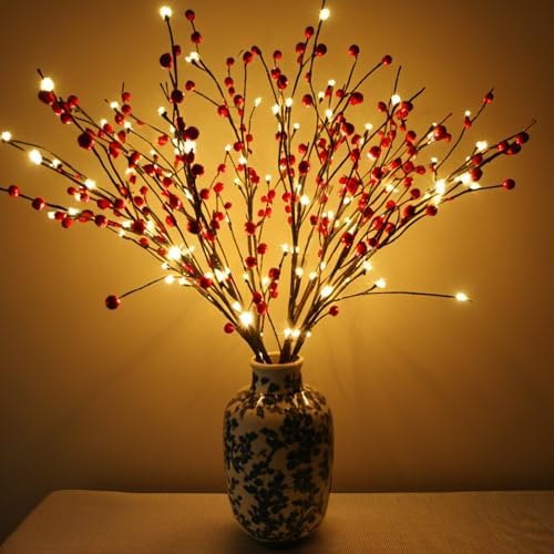 3PCS 30IN LED Lighted Tree Branches Lights with Timer, Battery Operated