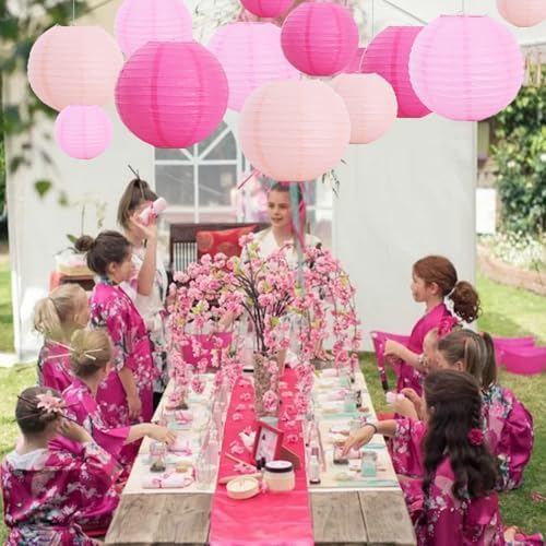 BEISHIDA Pink Mix Paper Lanterns 12Pcs 6/8/10/12 Inch Round Chinese Lamp
