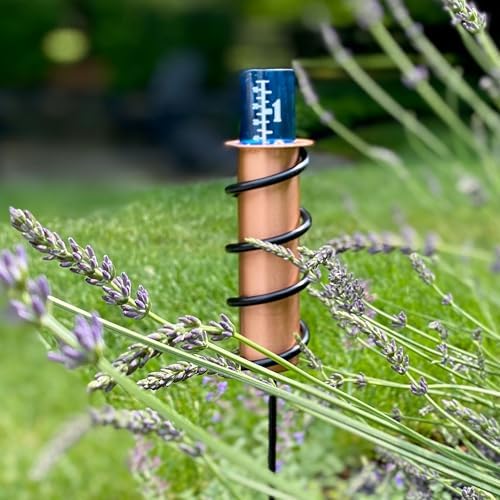 WCRG Copper Rain Gauge for Yard, Steel Stake - Outdoor Sprinkler Gauges, Shatterproof, Winter-Safe, Accurate, Decorative - The Original Floating Rain Gauge, USA Assembled & Designed