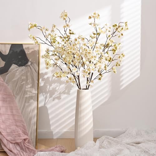 40'' Cherry Blossom Branches, 4 Pcs Faux Cherry Blossom Tree Stems Decor