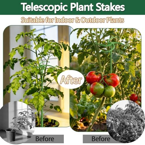 Telescoping Plant Stakes 5Pack 17.3to42.3IN Adjustable MonsteraPlantSupport