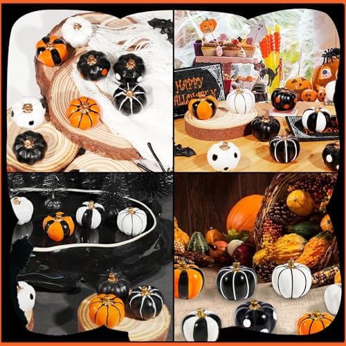 Rileryan 20 PCS Mini Pumpkin Figurines Halloween Miniatures Resin Figurines