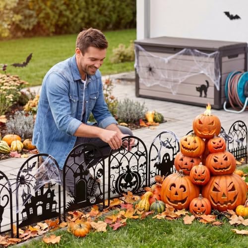 Yaocom 12 Pack Halloween Classic Fence, 16.5" H x 11.8" W Metal Lawn Decor