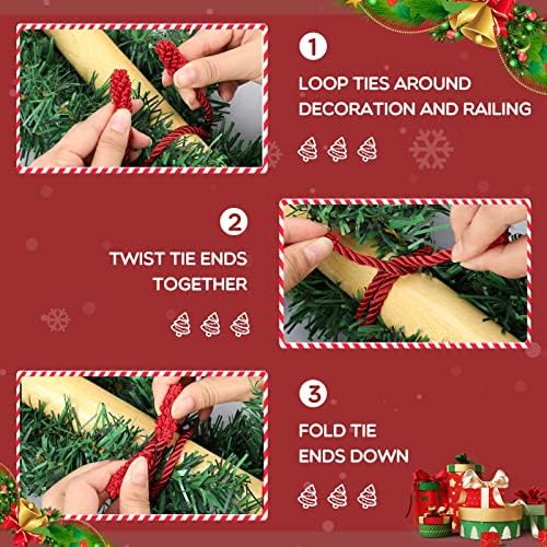 Zhengmy 8 Pcs 20 Inches Christmas Garland Ties Christmas Decorative Twist Ties for Banister Reusable and Flexible Twist for Xmas Home Decorations Holiday Craft Wrapping (Red)