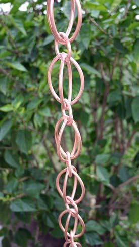 Oval Loop Copper Rain Chain and Installation Kit (10 Foot)