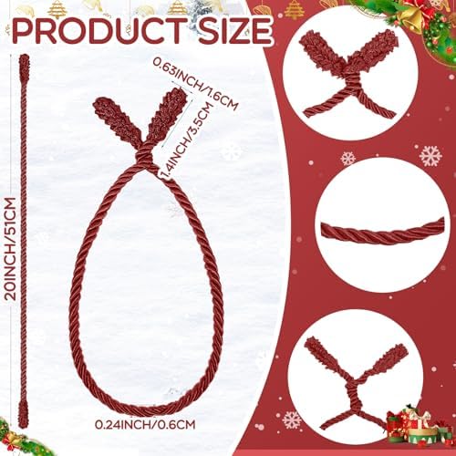 Zhengmy 32 Pcs 20 Inches Christmas Garland Ties Christmas Decorative Twist Ties for Banister Reusable and Flexible Twist for Xmas Home Decorations Holiday Craft Wrapping (Burgundy)