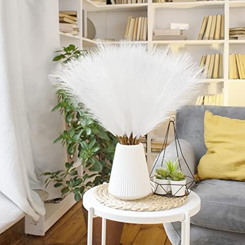 obbsie 150PCS White Faux Pampas Grass Decor, 21.6" Fluffy Vase Filler