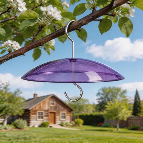 8" Mini Plastic Rain Cover for Bird Feeder, Purple Weather Guard Dome