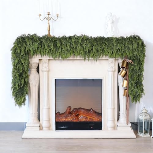 6FT 2Pcs Artificial Christmas Cedar Garlands for Home Fireplace Decoration