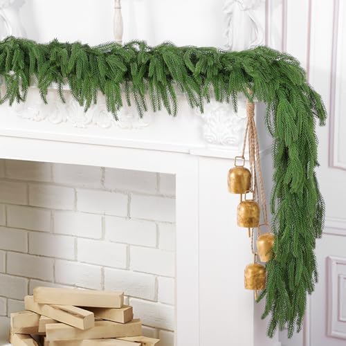 Hananona 2Pcs 9FT Christmas Garlands, Real Touch Norfolk Pine Garland